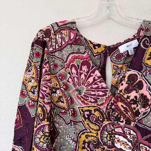 Next Purple Long Sleeve Mini V Neck Dress, Size 8 US Size 12 UK - Picture 2 of 9